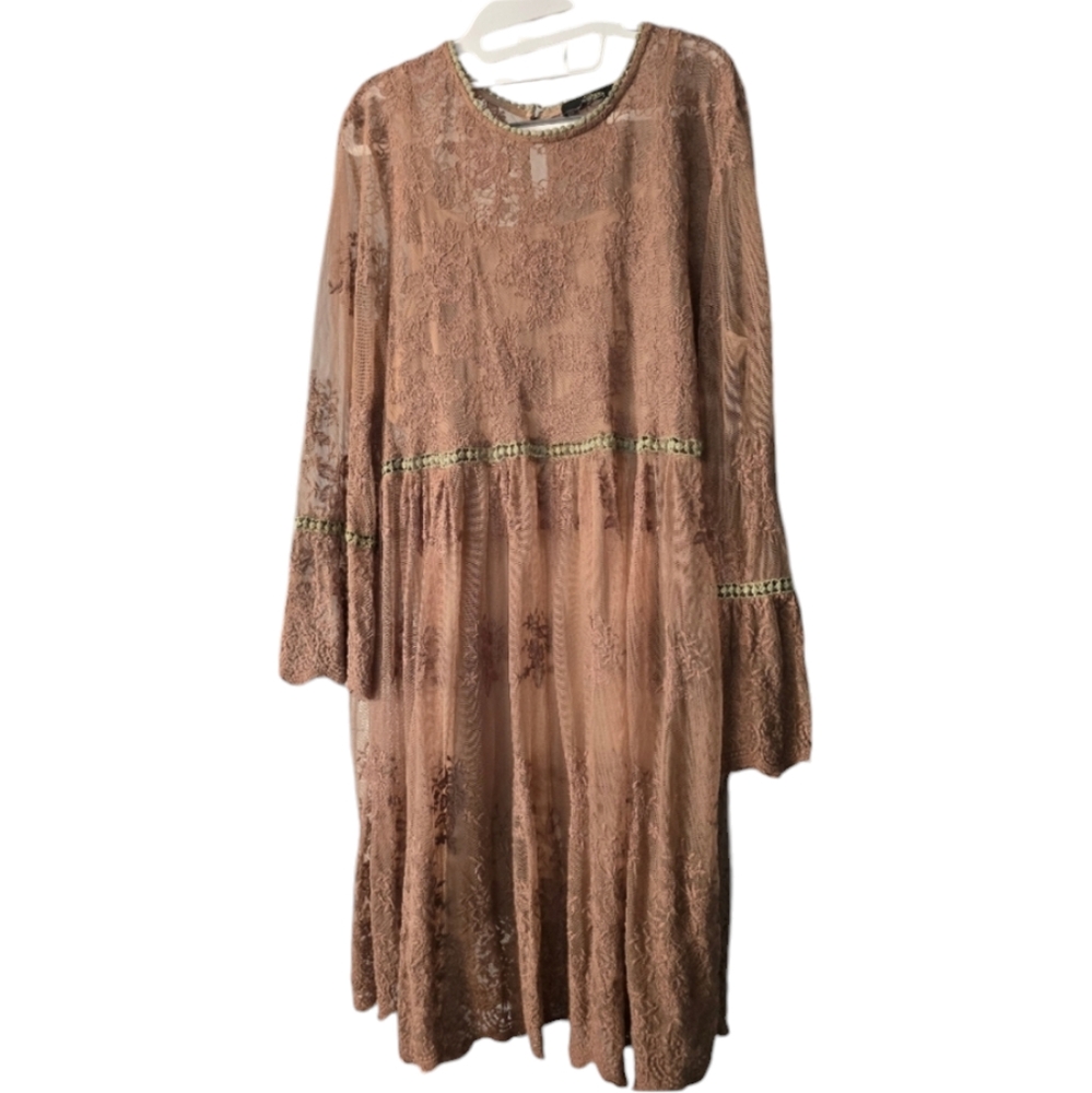 Suzanne Betro Size 2x Lace w/ Slip Boho Dress NWOT